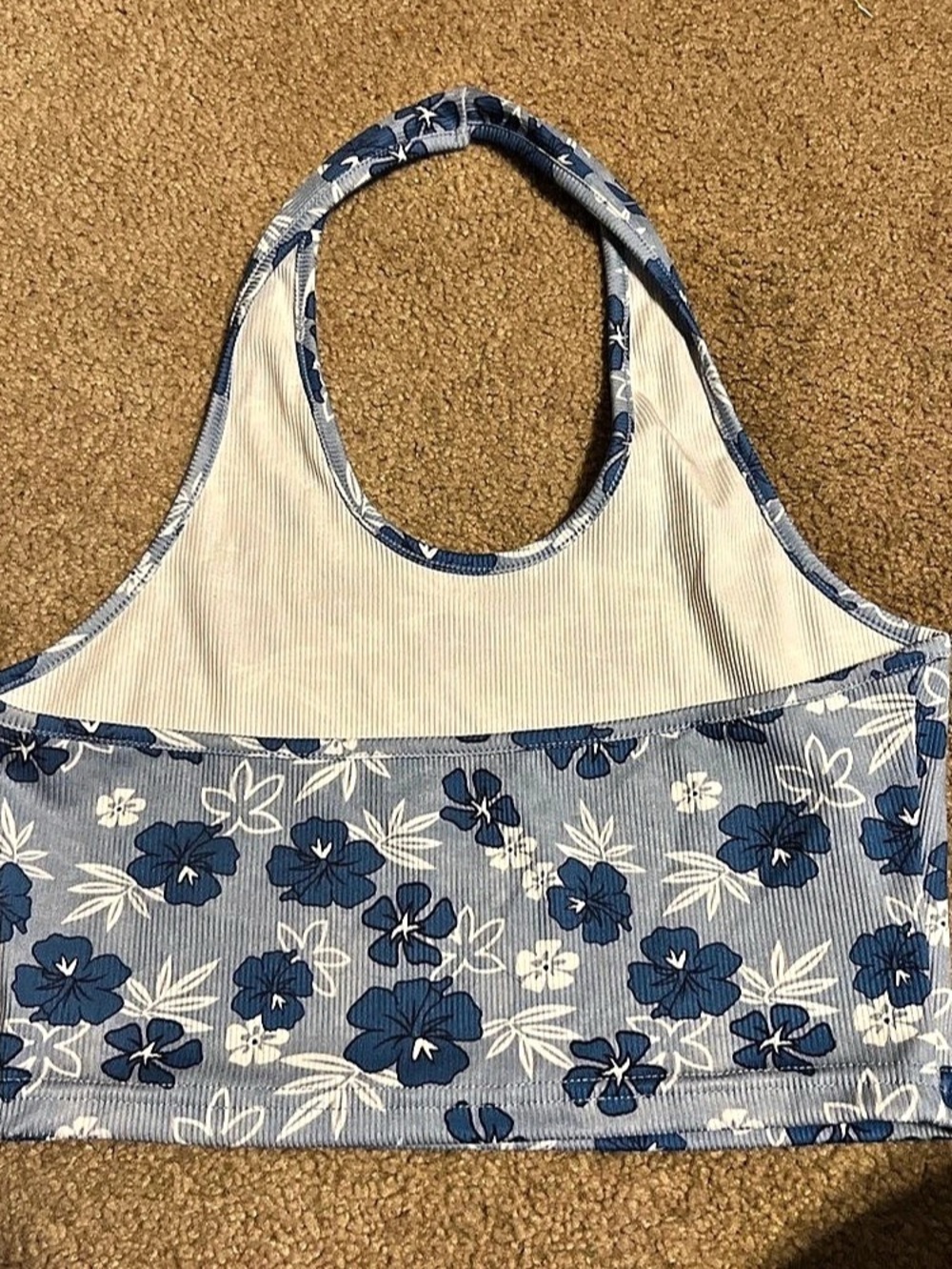 SHEIN Floral Crop Top in Blue & White Size Small Like New